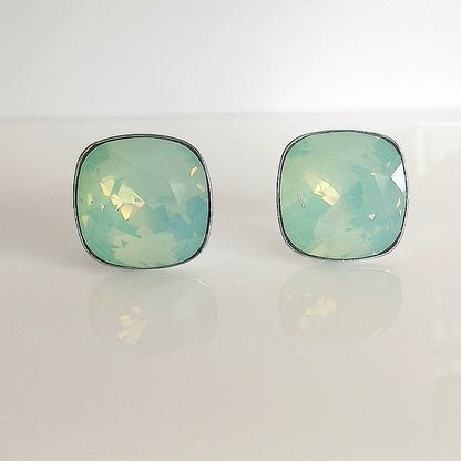 Aros Plata 925 con Cristales Austriacos Corte clásico | Verdes