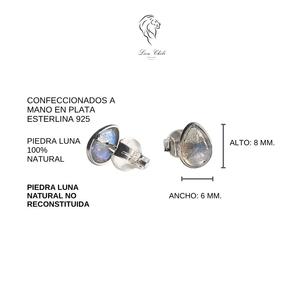 Aros plata 925 y piedra luna "Claro de luna"