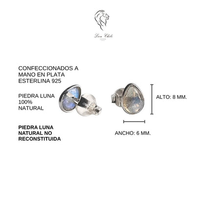 Aros plata 925 y piedra luna "Claro de luna"
