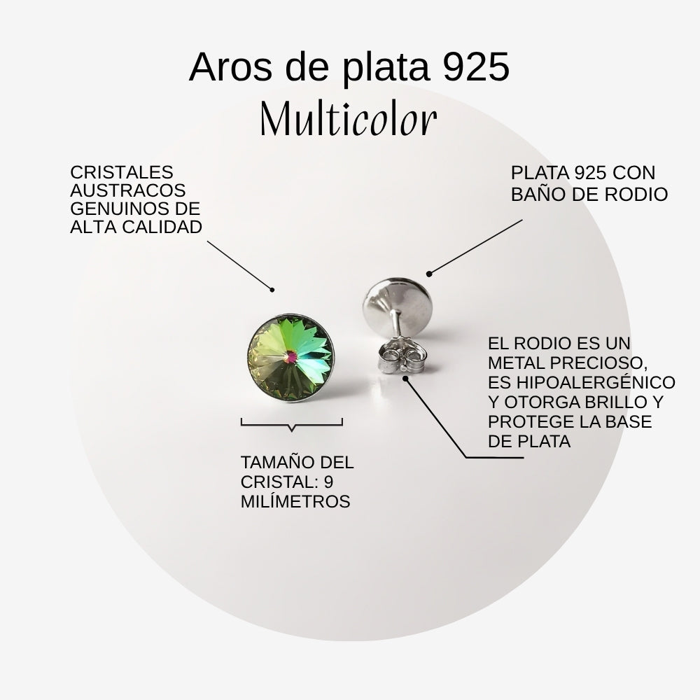 Aros plata 925 Essential Cristal Multicolor