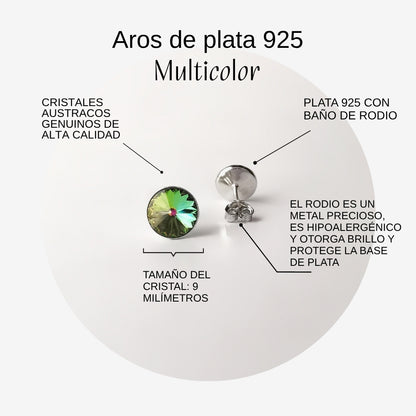 Aros plata 925 Essential Cristal Multicolor