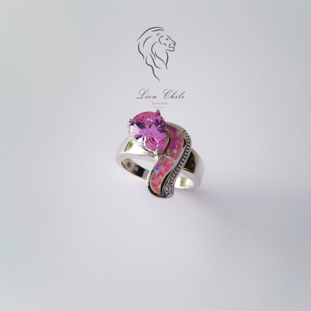 Anillo plata 925 con circonita cúbica rosa "AMOR"