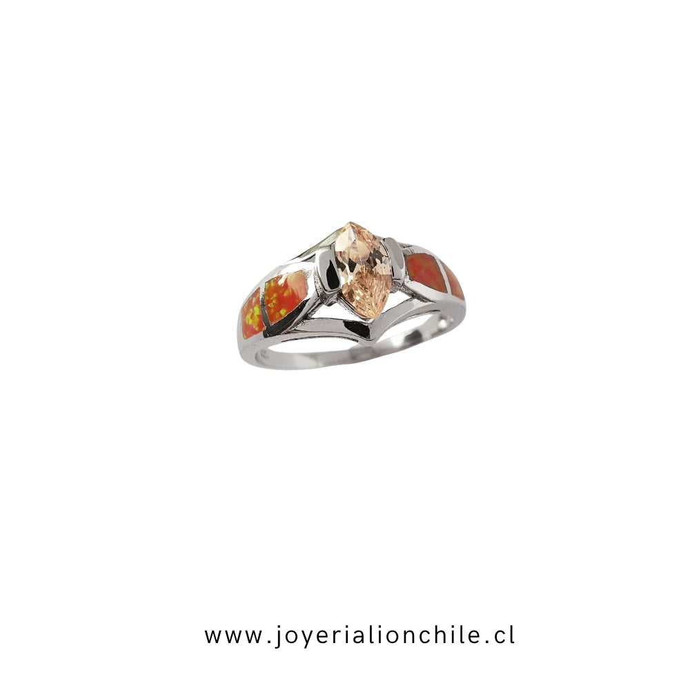 Anillo Plata 925 Circón Damasco | Joyería Lion Chile