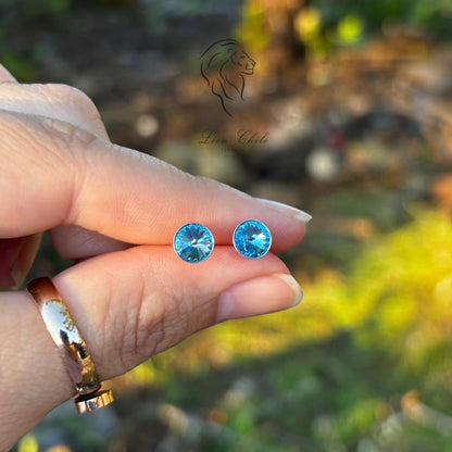 Aros de plata 925 cristal Essential  "Aqua"