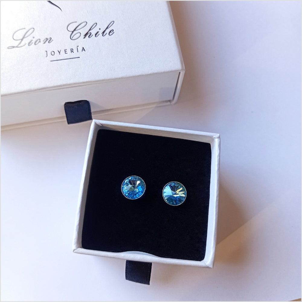 Aros de plata 925 cristal Essential  "Aqua"