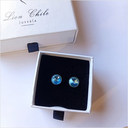 Aros de plata 925 cristal Essential  "Aqua"
