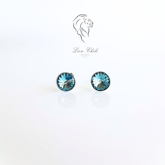 Aros de plata 925 cristal Essential  "Aqua"