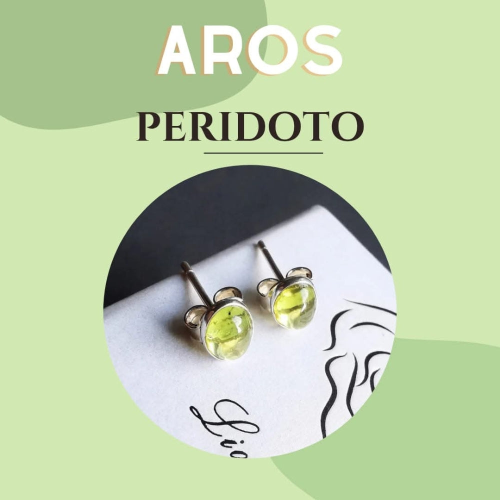 Aros Oliva, aros de plata 925 con Peridoto natural