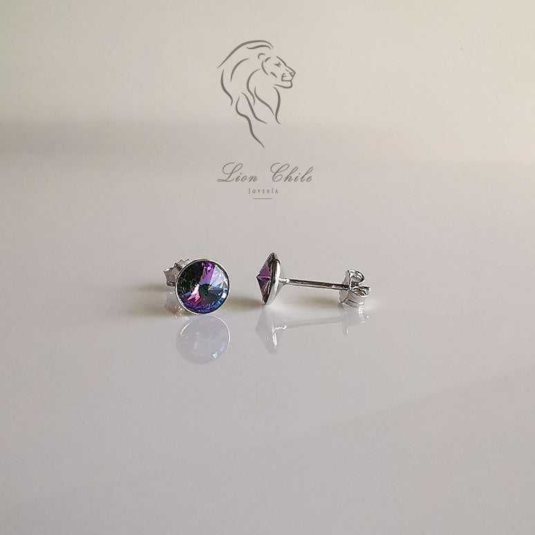 Aros de plata 925 cristal austriaco multicolor - vista lateral