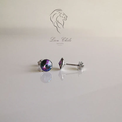 Aros de plata 925 cristal austriaco multicolor - vista lateral