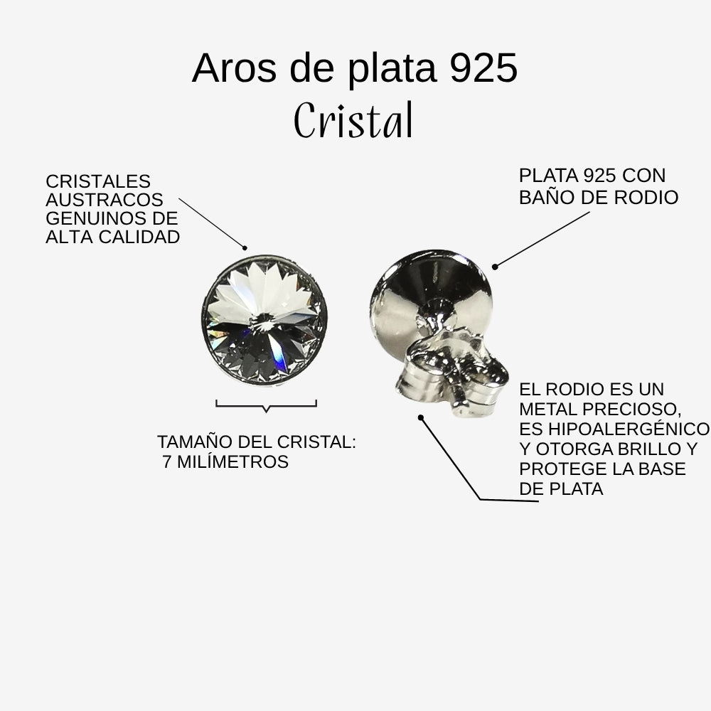 Aros Plata 925 Prisma Cristal Puro