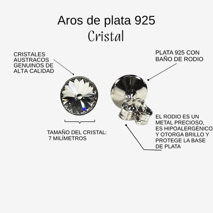 Aros Plata 925 Prisma Cristal Puro
