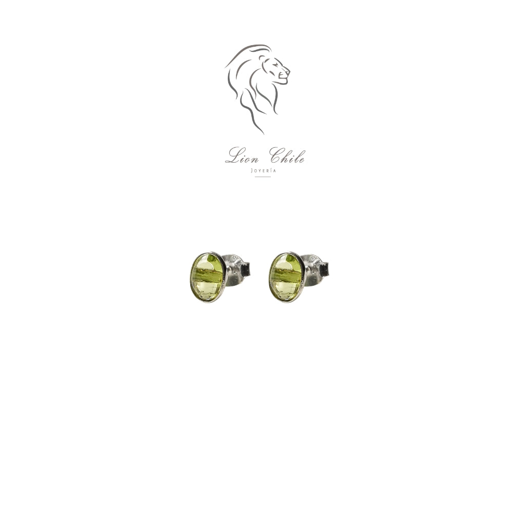 Aros Oliva, aros de plata 925 con Peridoto natural