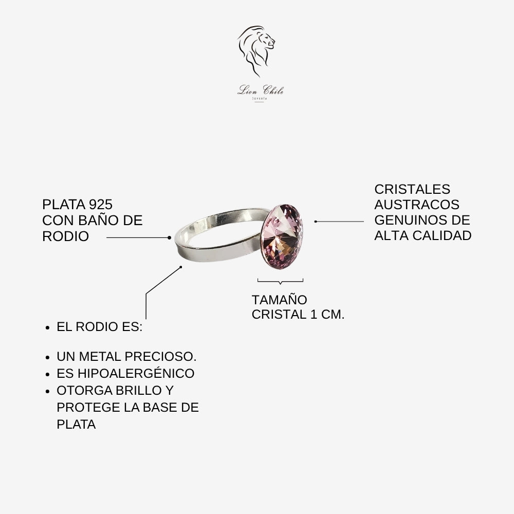 Anillo de plata 925 con cristal "Aura" Rosa Antiguo