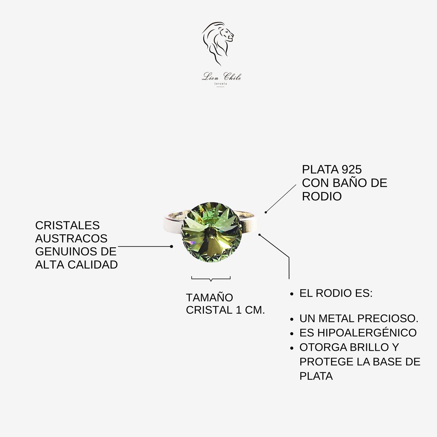 Anillo de Plata 925 con Cristal y Baño de Rodio "AURA"