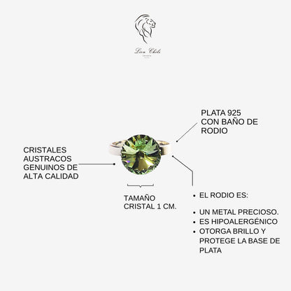 Anillo de Plata 925 con Cristal y Baño de Rodio "AURA"
