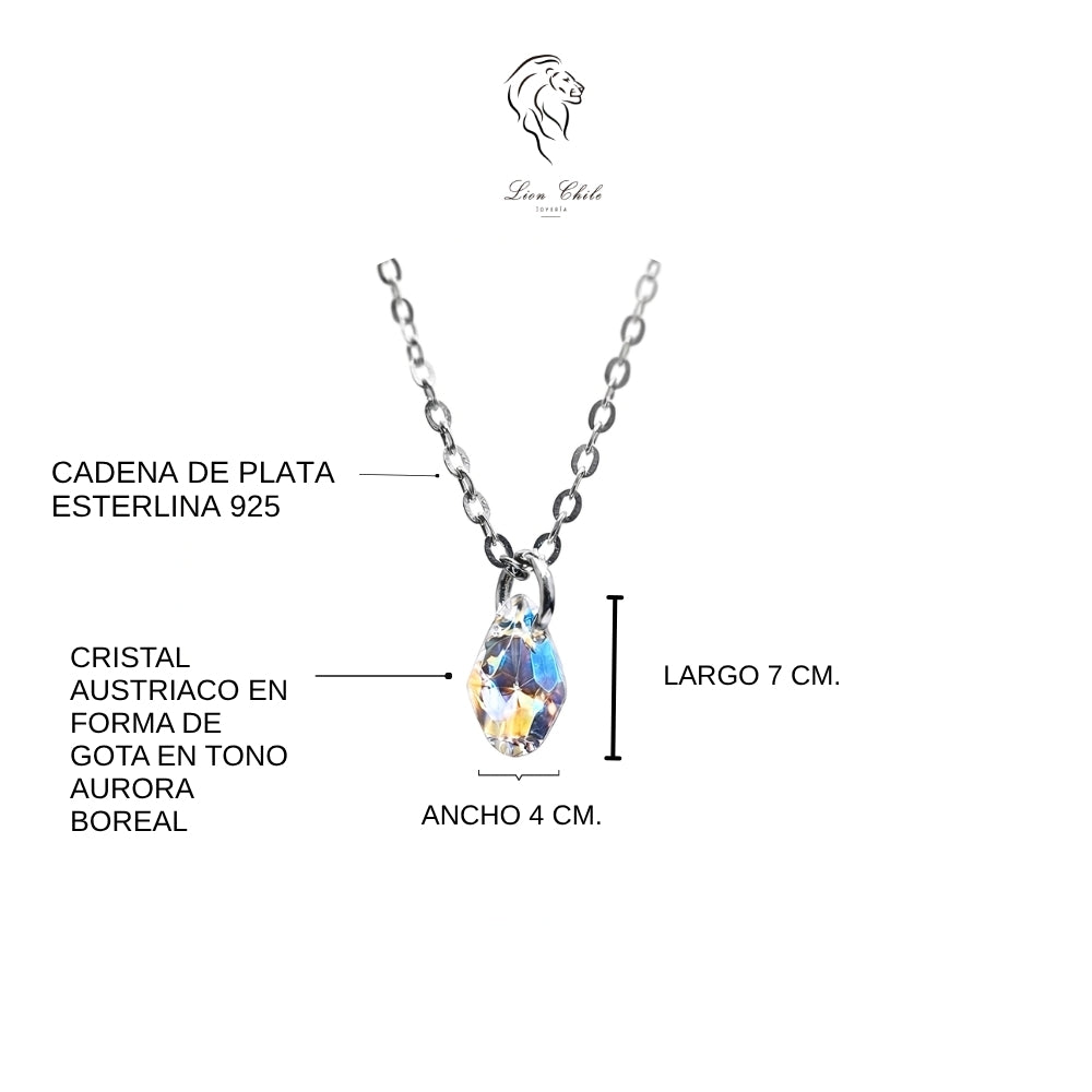 Collar Punto de Luz Gota  Cristal Aurora Boreal