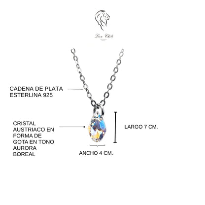 Collar Punto de Luz Gota  Cristal Aurora Boreal