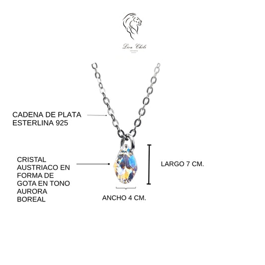 Collar Punto de Luz Gota  Cristal Aurora Boreal
