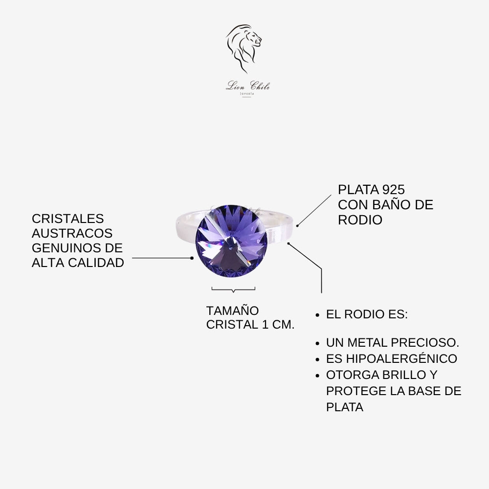 Anillo de plata 925 con cristal "Aura"
