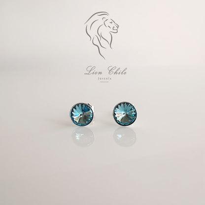 Aros de plata 925 Prisma color aguamarina