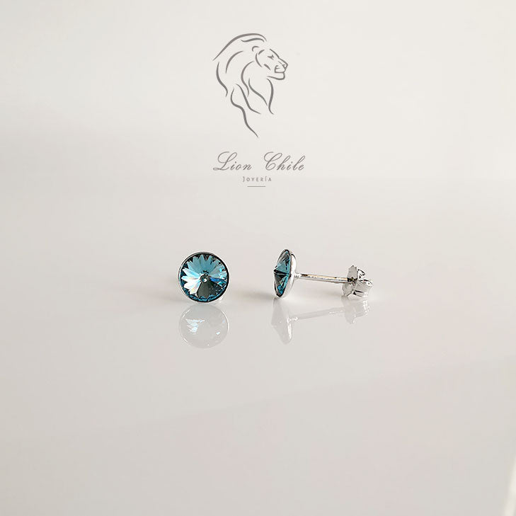 Aros de plata 925 Prisma color aguamarina