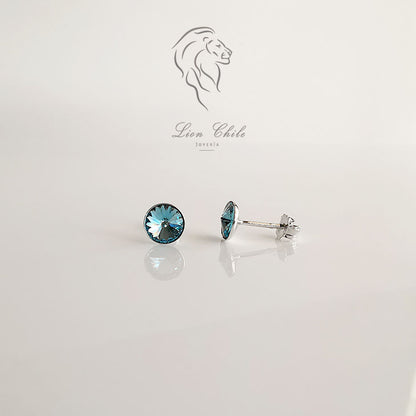 Aros de plata 925 Prisma color aguamarina