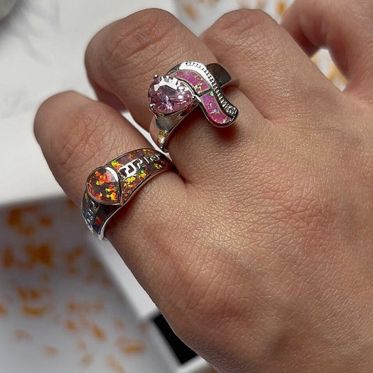 Anillo plata 925 con circonita cúbica rosa "AMOR"