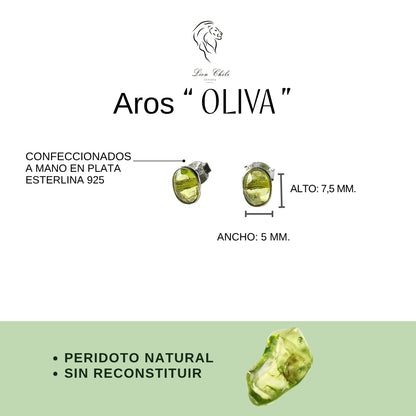 Aros Oliva, aros de plata 925 con Peridoto natural