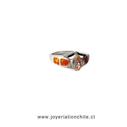 Anillo Plata 925 Circón Damasco | Joyería Lion Chile