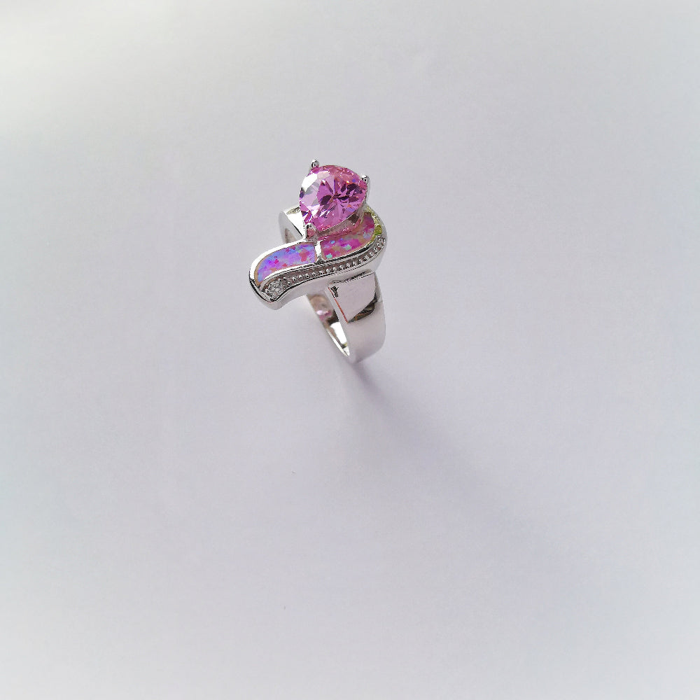 Anillo plata 925 con circonita cúbica rosa "AMOR"
