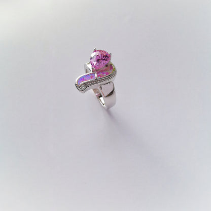 Anillo plata 925 con circonita cúbica rosa "AMOR"