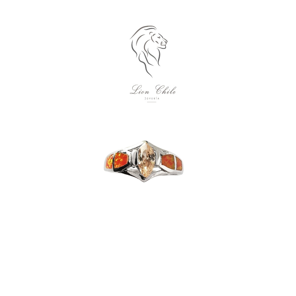 Anillo Plata 925 Circón Damasco | Joyería Lion Chile