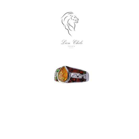 Anillo Plata 925 "Gota" con Ópalo | Joyería Lion Chile