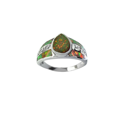 Anillo Plata 925 "Gota" con Ópalo | Joyería Lion Chile