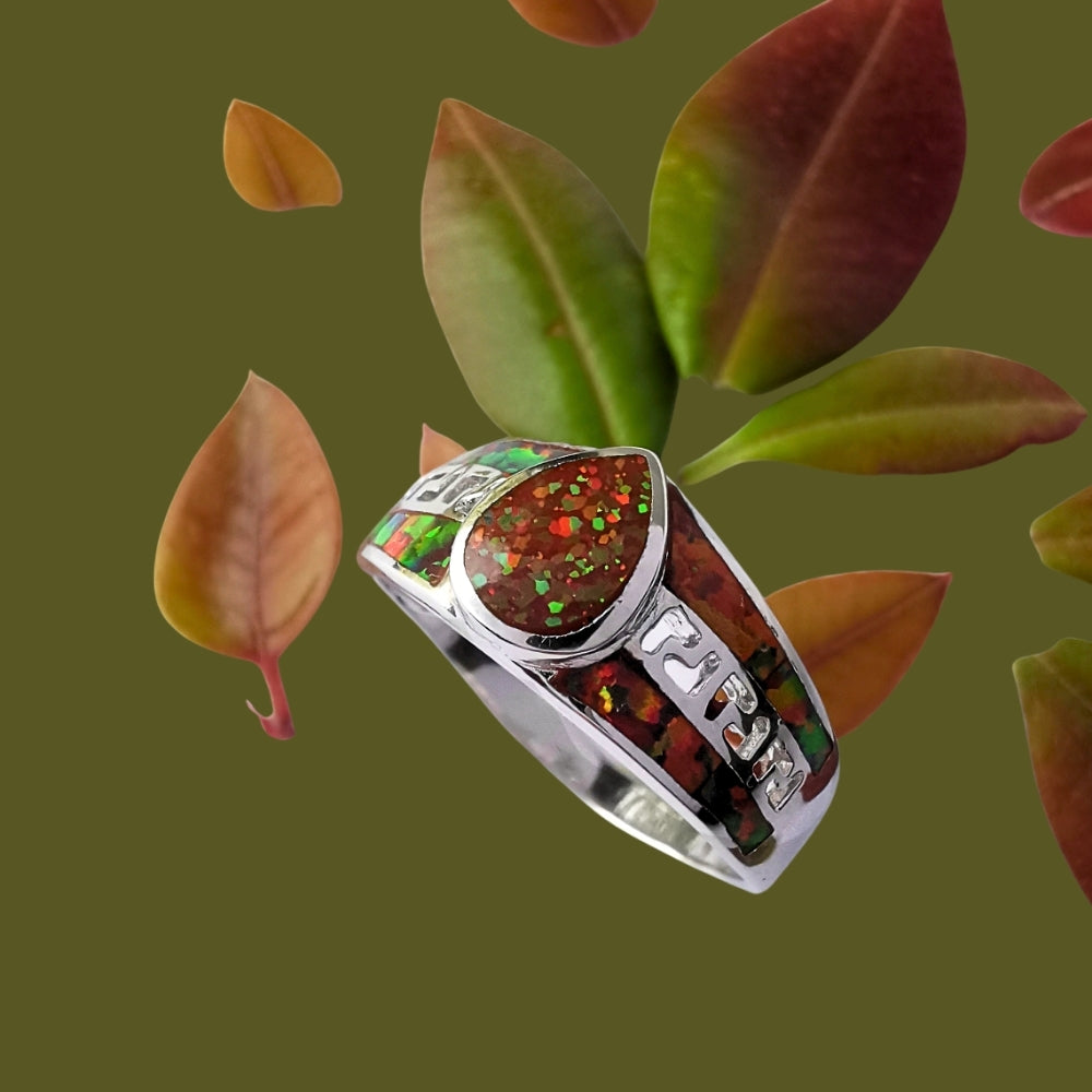 Anillo Plata 925 "Gota" con Ópalo | Joyería Lion Chile