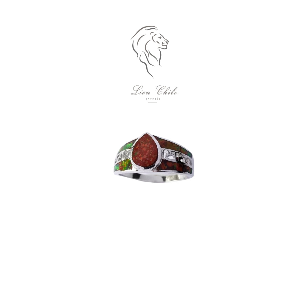 Anillo Plata 925 "Gota" con Ópalo | Joyería Lion Chile