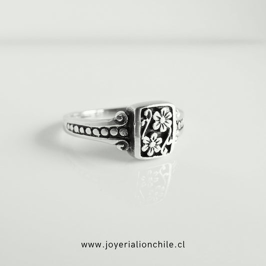 Anillo Flores Plata 925 Hecho a Mano, Joyería Lion Chile