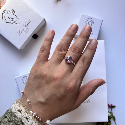 Anillo de plata 925 con cristal "Aura" Rosa Antiguo
