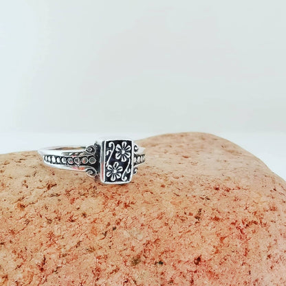 Anillo Flores Plata 925 Hecho a Mano | Joyería Lion Chile