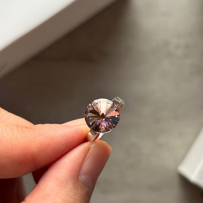 Anillo de plata 925 con cristal "Aura" Rosa Antiguo