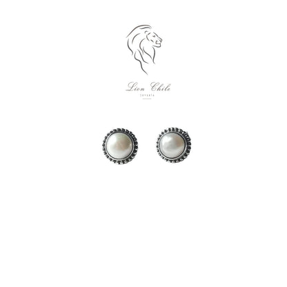 Aros de Plata 925 con Perla Natural, Apegados Stud Clásicos