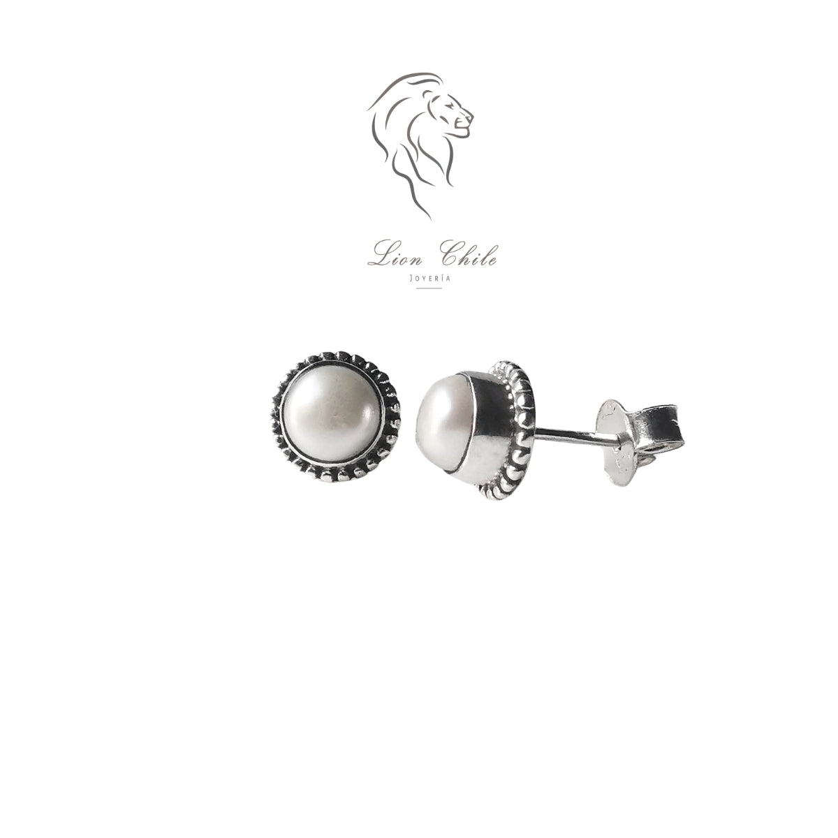 Aros de Plata 925 con Perla Natural, Apegados Stud Clásicos