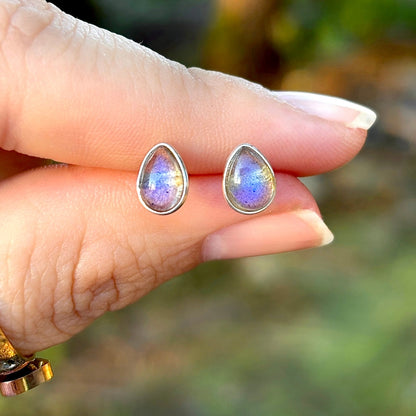 Aros plata 925 y piedra luna "Claro de luna"