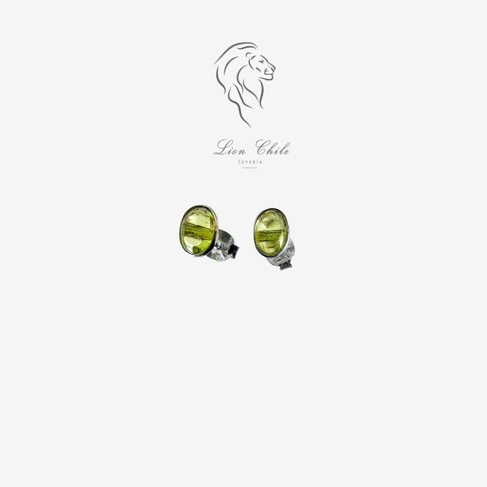 Aros Oliva, aros de plata 925 con Peridoto natural