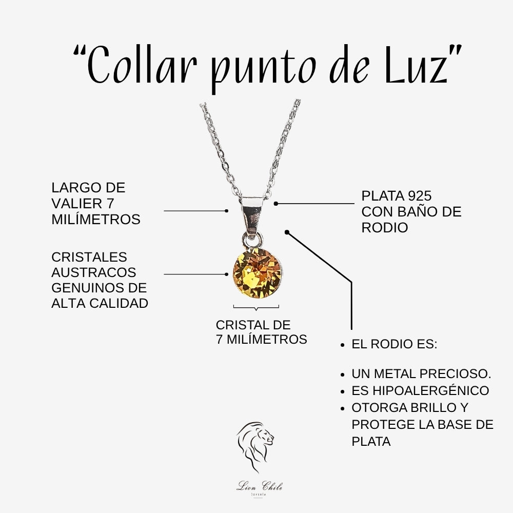 Primer plano de los reflejos y brillo de un cristal austriaco amarillo citrino en collar punto de luz pequeño.