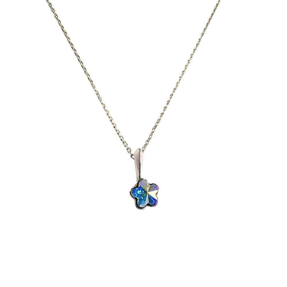 Collar Punto de Luz Flor No Me Olvides en Plata 925