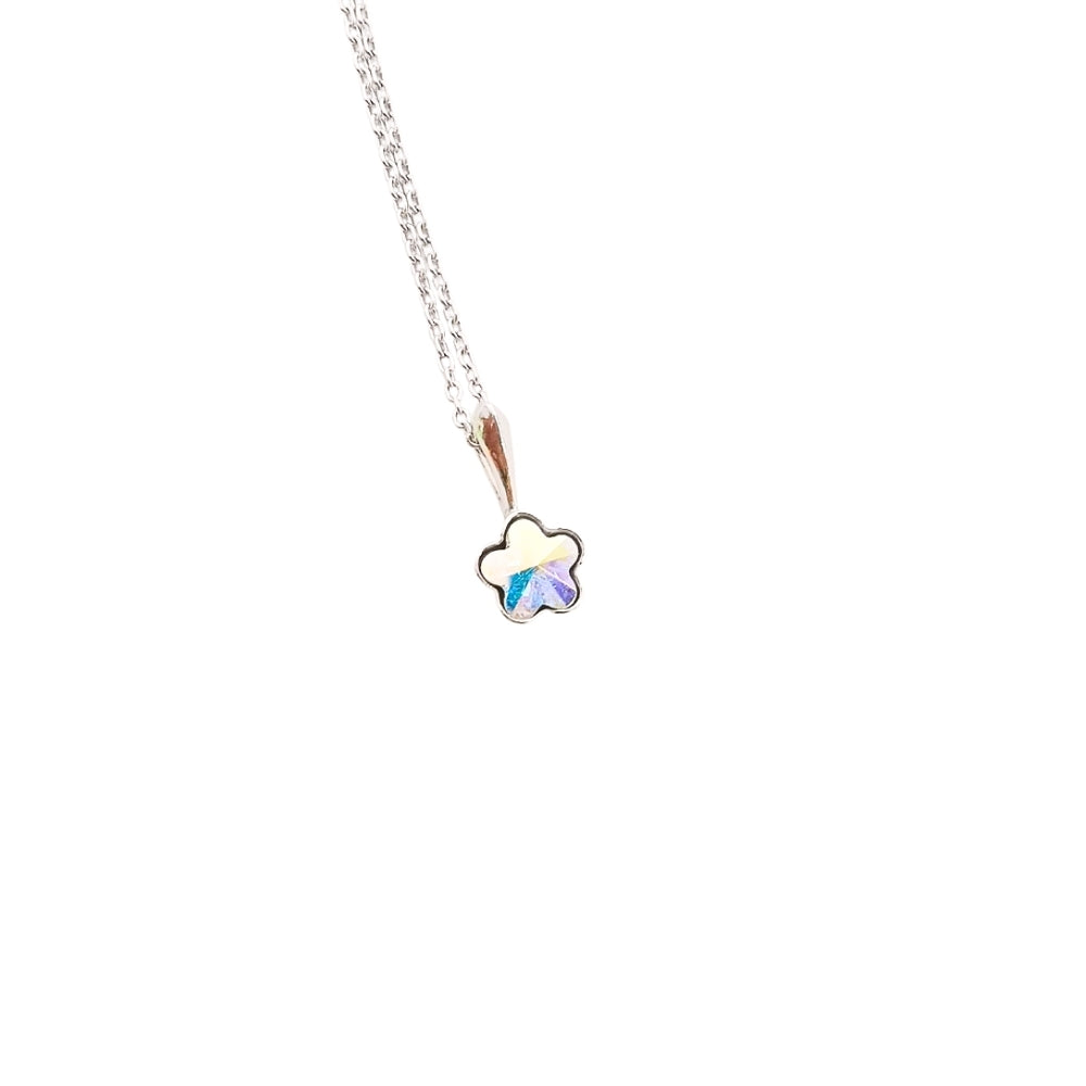 Collar Punto de Luz Flor No Me Olvides en Plata 925