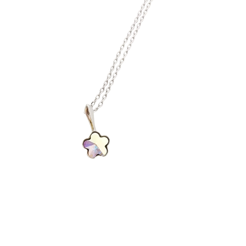 Collar Punto de Luz Flor No Me Olvides en Plata 925