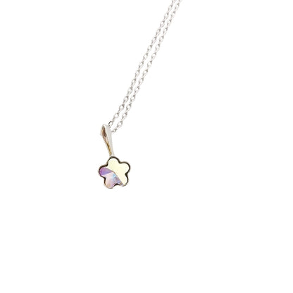 Collar Punto de Luz Flor No Me Olvides en Plata 925